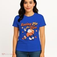 Eating Pie For Two Thanksgiving Pregnancy Announcet Funny Gift Women's T-Shirt thumb 4