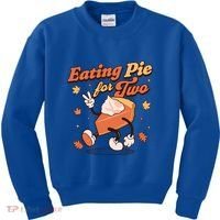 Eating Pie For Two Thanksgiving Pregnancy Announcet Funny Gift Kids Sweatshirt thumb 0