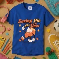 Eating Pie For Two Thanksgiving Pregnancy Announcet Funny Gift Kids T-Shirt thumb 3