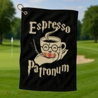 Espresso Patronum For Coffee Lovers Funny Wizard Golf Towel thumb 1