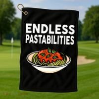 Endless Pastabilities Funny Pasta Spaghetti Golf Towel thumb 1