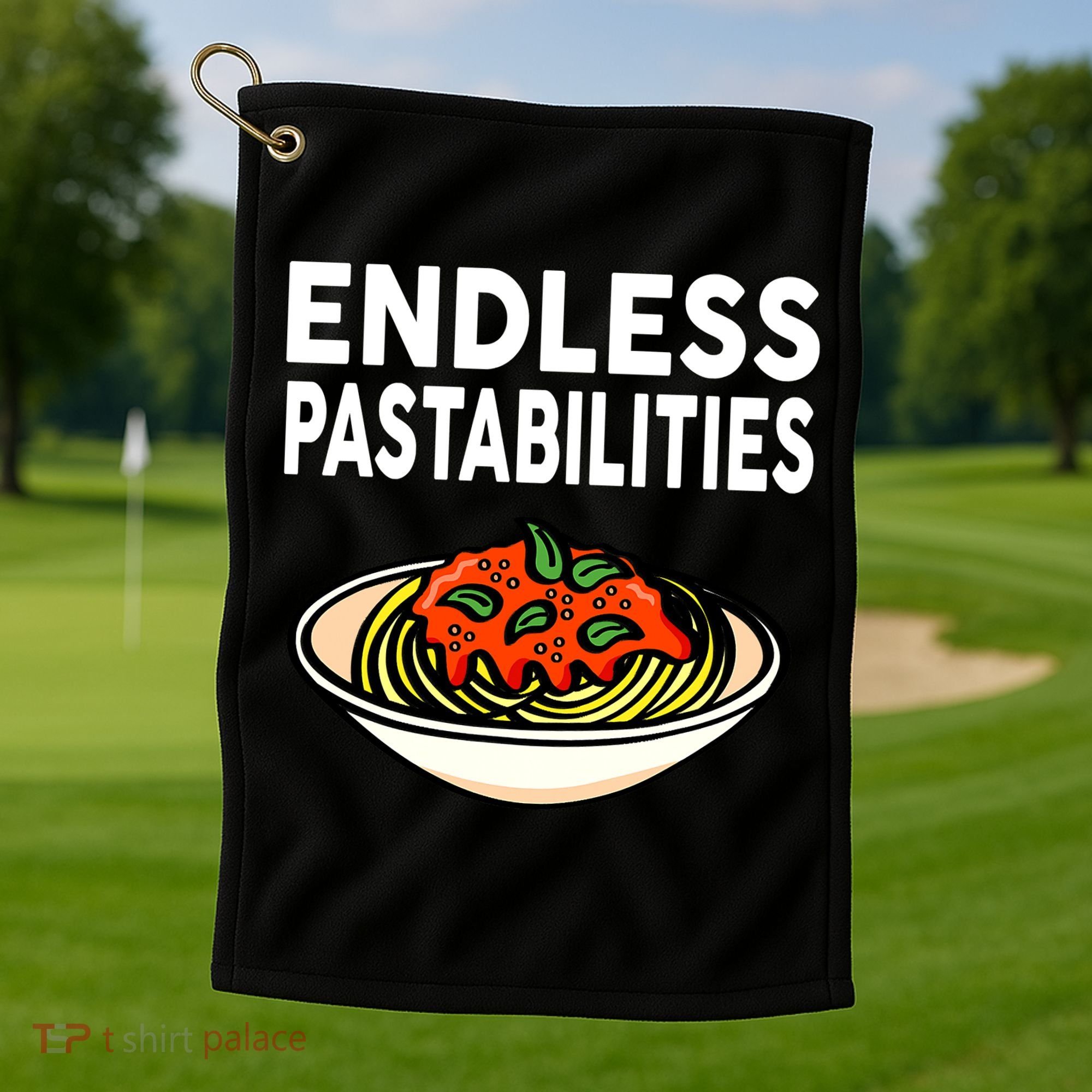 Endless Pastabilities Funny Pasta Spaghetti Golf Towel
