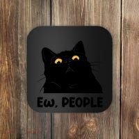 Ew People Funny Black Cat Lover Fun Cat Saying Coaster thumb 0