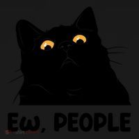 Ew People Funny Black Cat Lover Fun Cat Saying Coaster thumb 2