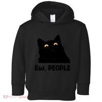 Ew People Funny Black Cat Lover Fun Cat Saying Toddler Hoodie thumb 0