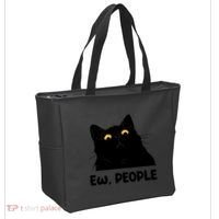 Ew People Funny Black Cat Lover Fun Cat Saying Tote Bag thumb 2