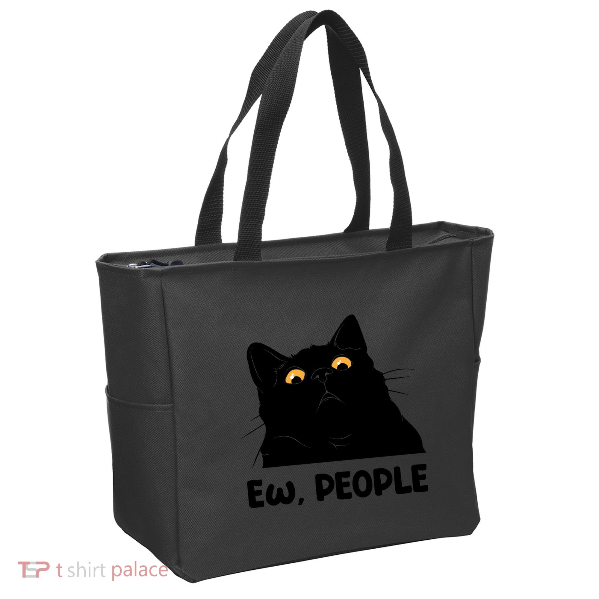 Ew People Funny Black Cat Lover Fun Cat Saying Tote Bag