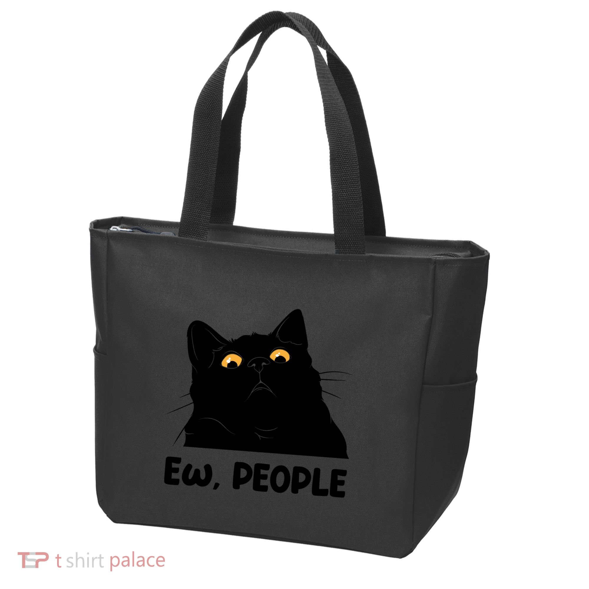 Ew People Funny Black Cat Lover Fun Cat Saying Tote Bag