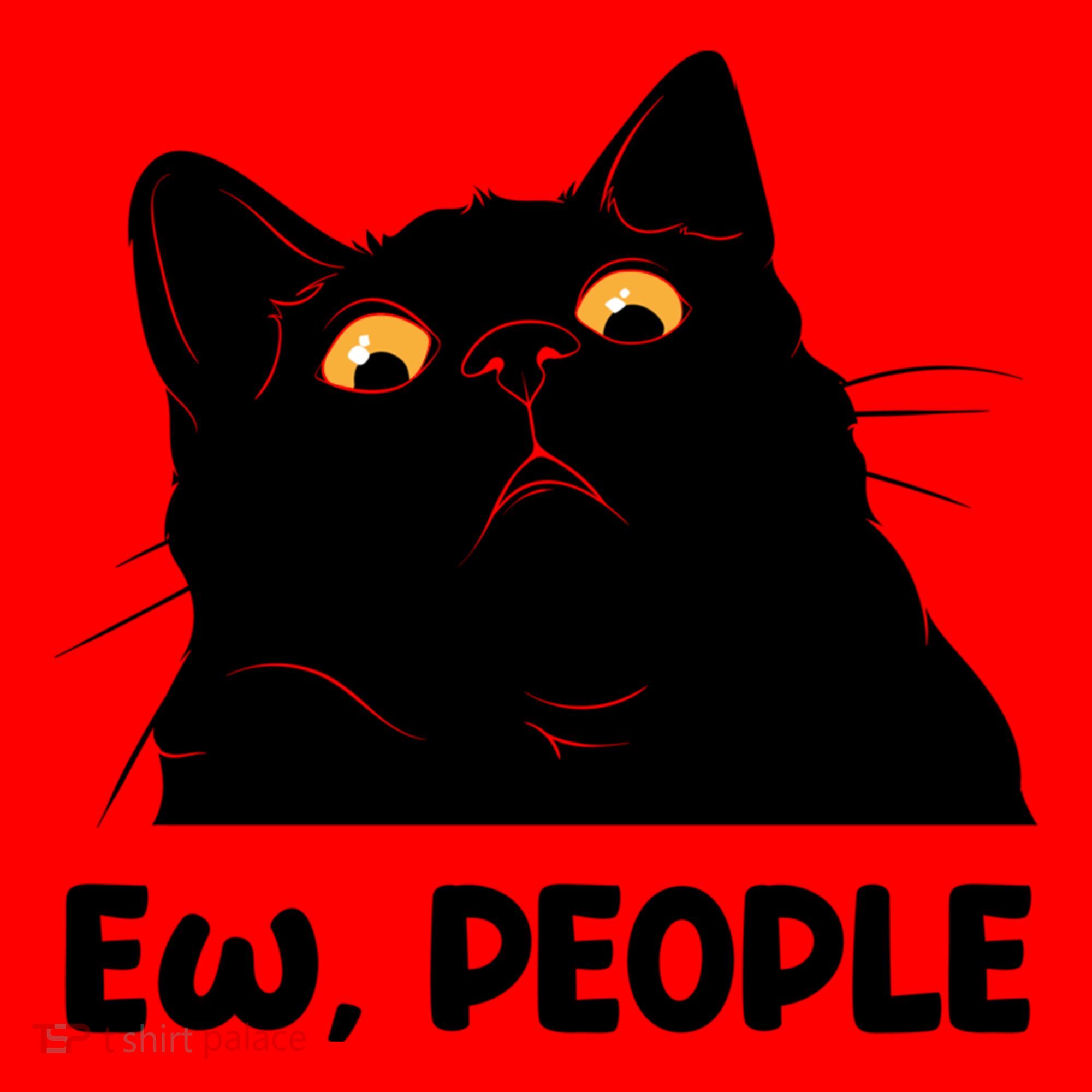 Ew People Funny Black Cat Lover Fun Cat Saying Santa Hat