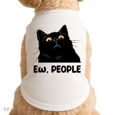 Ew People Funny Black Cat Lover Fun Cat Saying Doggie Tank