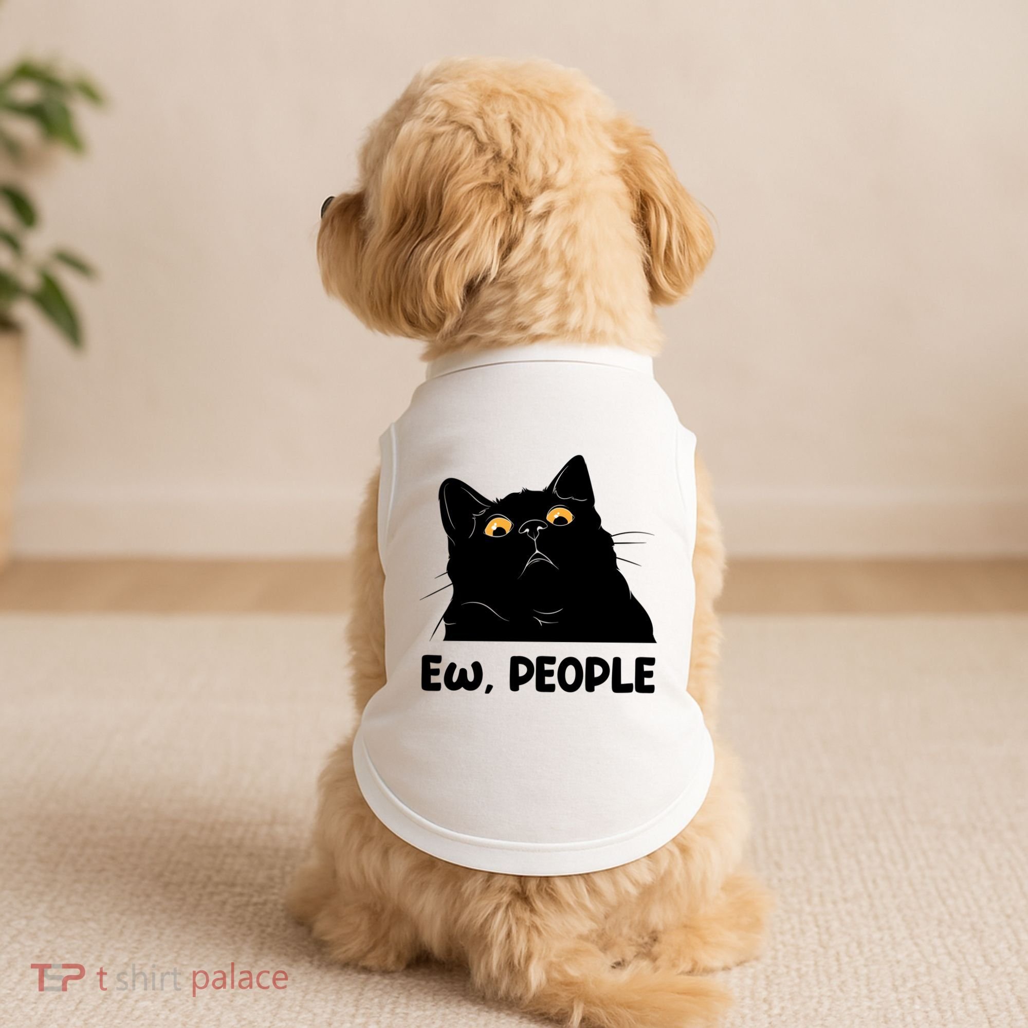 Ew People Funny Black Cat Lover Fun Cat Saying Doggie Tank