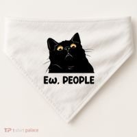 Ew People Funny Black Cat Lover Fun Cat Saying USA-Made Doggie Bandana thumb 0