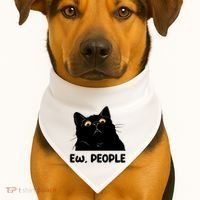 Ew People Funny Black Cat Lover Fun Cat Saying USA-Made Doggie Bandana thumb 1
