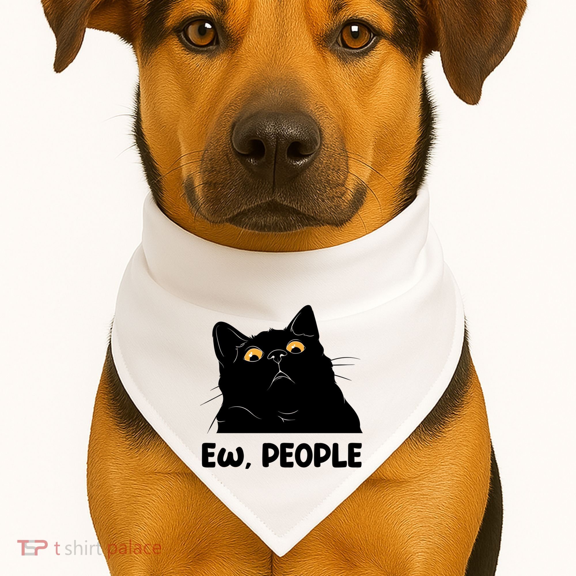 Ew People Funny Black Cat Lover Fun Cat Saying USA-Made Doggie Bandana
