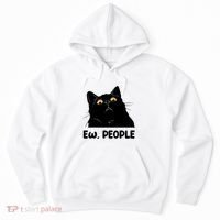 Ew People Funny Black Cat Lover Fun Cat Saying Hoodie thumb 0