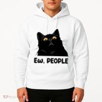 Ew People Funny Black Cat Lover Fun Cat Saying Hoodie thumb 2