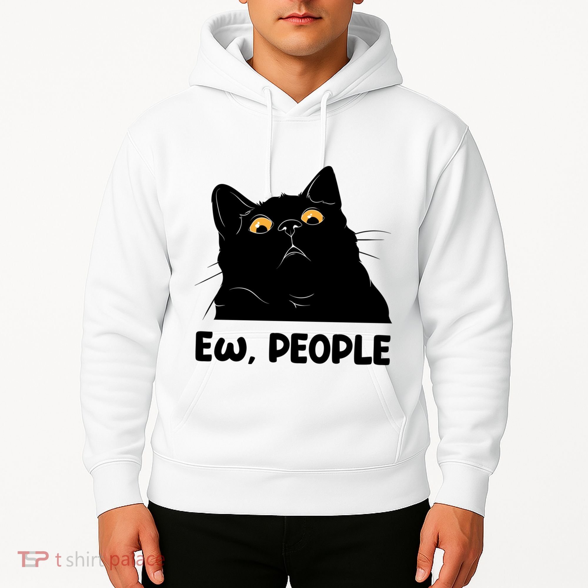 Ew People Funny Black Cat Lover Fun Cat Saying Hoodie