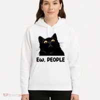 Ew People Funny Black Cat Lover Fun Cat Saying Hoodie thumb 5
