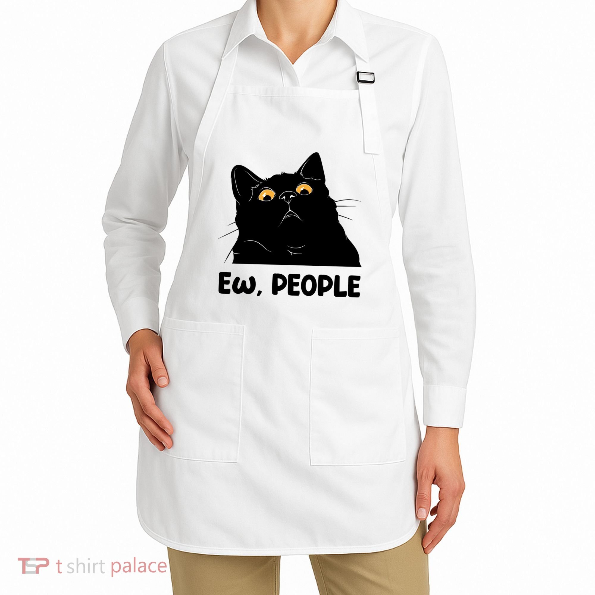 Ew People Funny Black Cat Lover Fun Cat Saying Apron