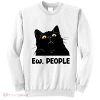 Ew People Funny Black Cat Lover Fun Cat Saying Sweatshirt thumb 0