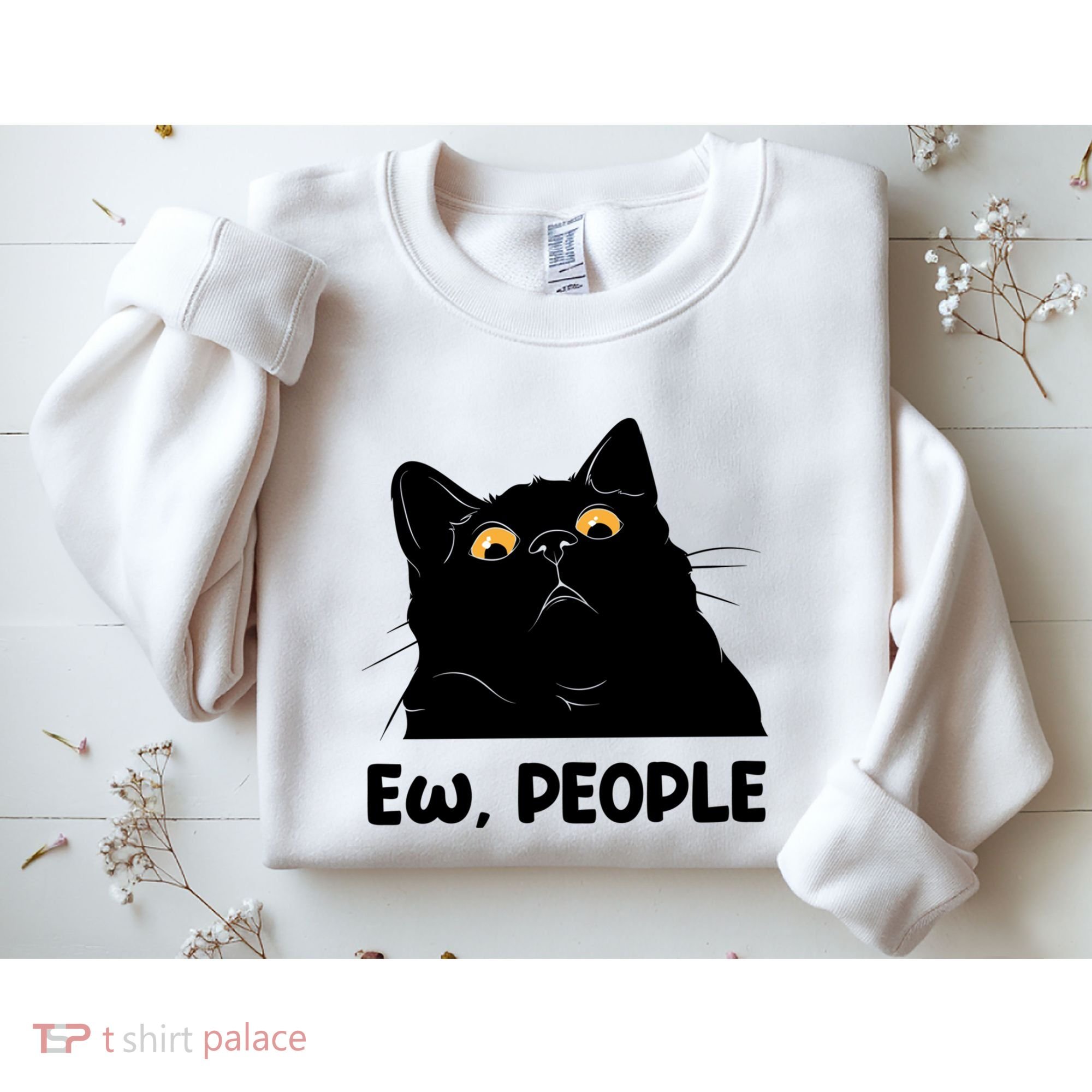 Ew People Funny Black Cat Lover Fun Cat Saying Sweatshirt