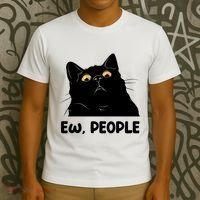 Ew People Funny Black Cat Lover Fun Cat Saying T-Shirt thumb 3