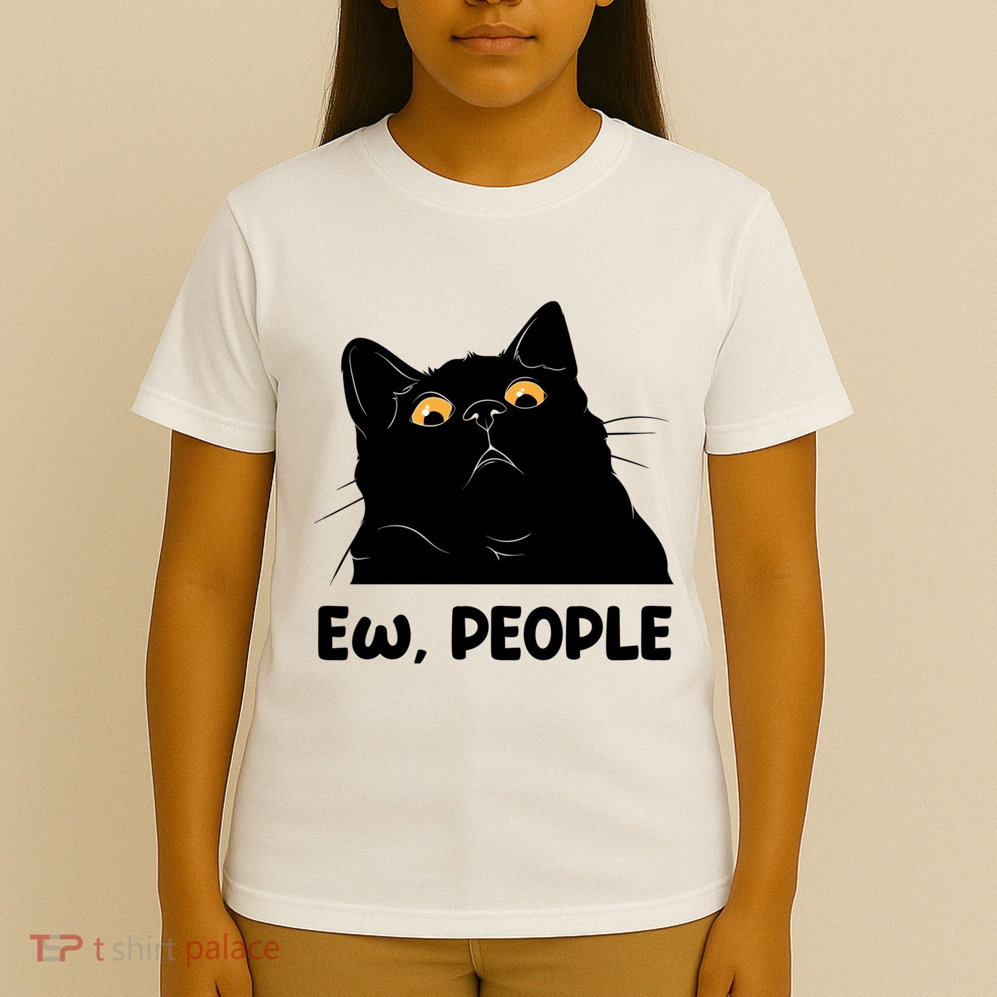 Ew People Funny Black Cat Lover Fun Cat Saying T-Shirt