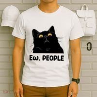 Ew People Funny Black Cat Lover Fun Cat Saying T-Shirt thumb 6