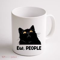 Ew People Funny Black Cat Lover Fun Cat Saying Coffee Mug thumb 1