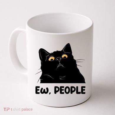 Ew People Funny Black Cat Lover Fun Cat Saying Coffee Mug