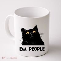 Ew People Funny Black Cat Lover Fun Cat Saying Coffee Mug thumb 0