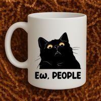 Ew People Funny Black Cat Lover Fun Cat Saying Coffee Mug thumb 2