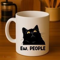 Ew People Funny Black Cat Lover Fun Cat Saying Coffee Mug thumb 4