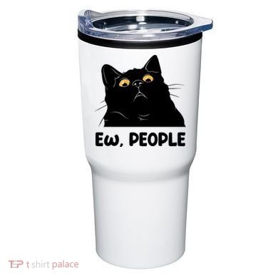 Ew People Funny Black Cat Lover Fun Cat Saying Tumbler