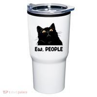 Ew People Funny Black Cat Lover Fun Cat Saying Tumbler thumb 0