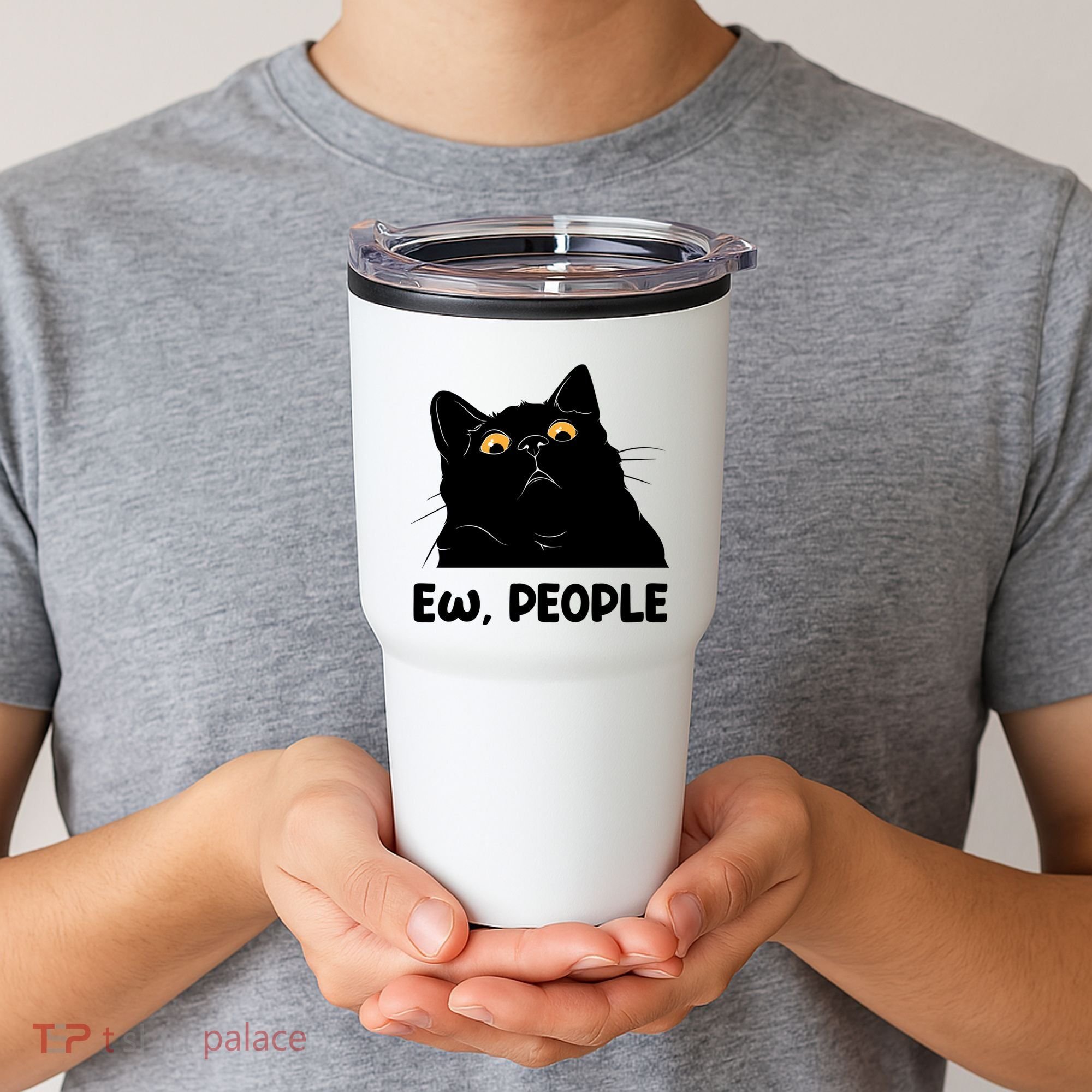 Ew People Funny Black Cat Lover Fun Cat Saying Tumbler