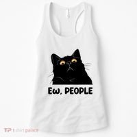 Ew People Funny Black Cat Lover Fun Cat Saying Women's Tank Top thumb 0