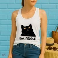 Ew People Funny Black Cat Lover Fun Cat Saying Women's Tank Top thumb 2