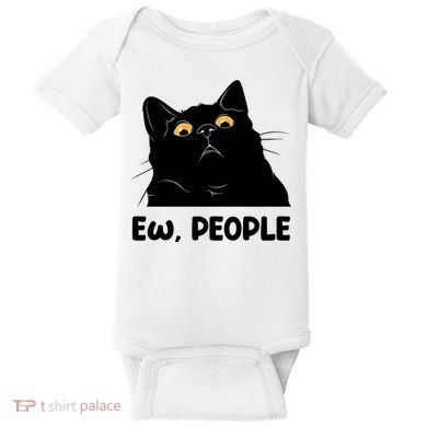 Ew People Funny Black Cat Lover Fun Cat Saying Baby Bodysuit