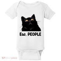Ew People Funny Black Cat Lover Fun Cat Saying Baby Bodysuit thumb 0