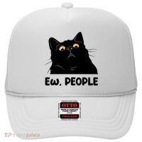 Ew People Funny Black Cat Lover Fun Cat Saying Hat thumb 0