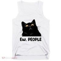 Ew People Funny Black Cat Lover Fun Cat Saying Tank Top thumb 0