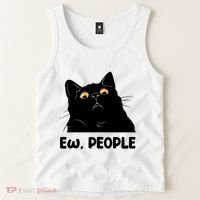 Ew People Funny Black Cat Lover Fun Cat Saying Tank Top thumb 2