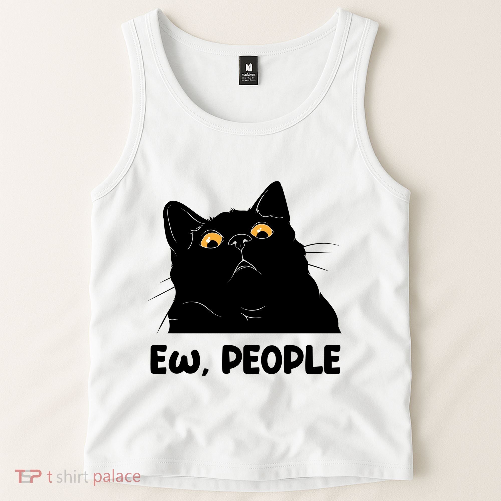 Ew People Funny Black Cat Lover Fun Cat Saying Tank Top
