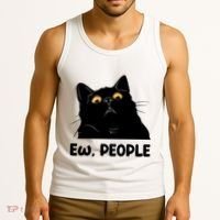Ew People Funny Black Cat Lover Fun Cat Saying Tank Top thumb 3