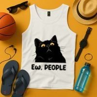 Ew People Funny Black Cat Lover Fun Cat Saying Tank Top thumb 4