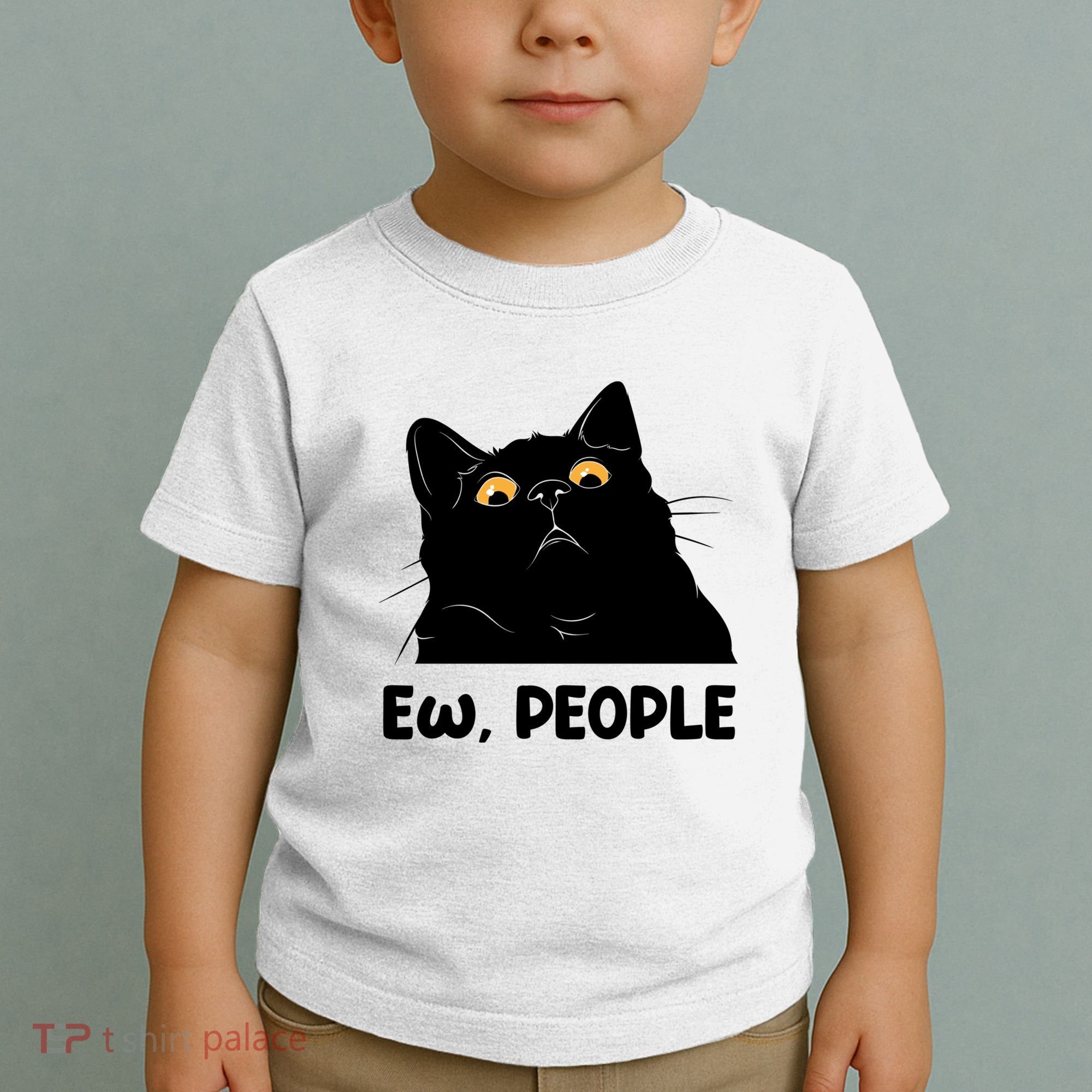 Ew People Funny Black Cat Lover Fun Cat Saying Toddler T-Shirt