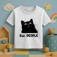 Ew People Funny Black Cat Lover Fun Cat Saying Toddler T-Shirt thumb 3