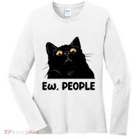 Ew People Funny Black Cat Lover Fun Cat Saying Women's Long Sleeve Shirt thumb 0
