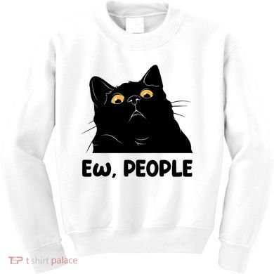 Ew People Funny Black Cat Lover Fun Cat Saying Kids Sweatshirt